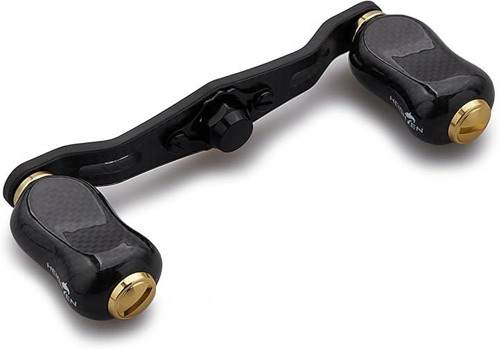 リール ハンドル ノブ 搭載 1.5K カーボン シマノ SHIMANO ダイワ DAIWA アブ Abu 通用 ベイトリール (V2.0 - 95mm - ゴールド - 21mmノブ)