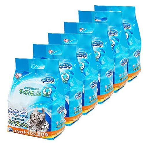 猫砂 ペーパーフレッシュ トイレに流せる 固まる スタンドパック PFC-7LS (紙製) 7L×6袋 (ケース販売)