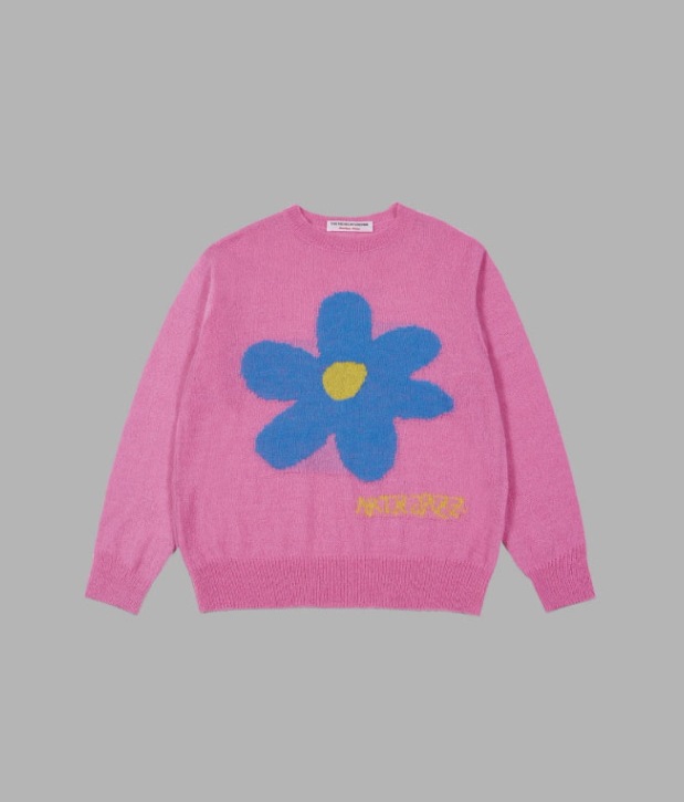 【THE MUSEUM VISITOR】 FLOWER JACQUARD SUMMER KNIT : PINK