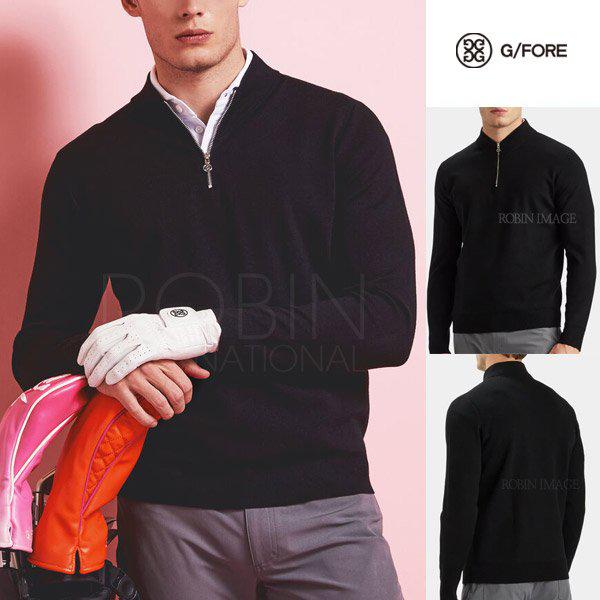 メリノウール Vネック ハーフジップ ニットセーター