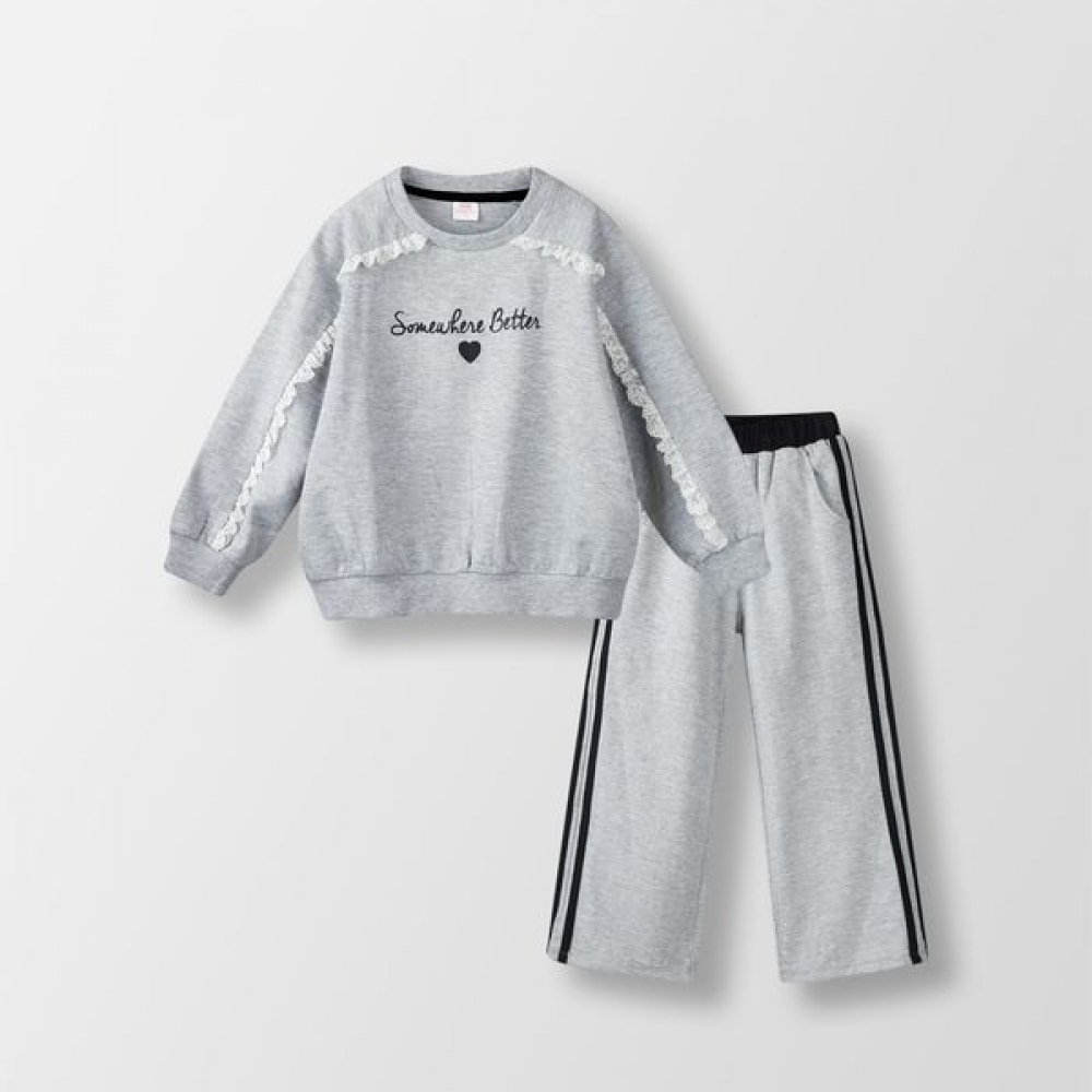 (Walton Kids) レースクロップワイドパンツトップ&ボトム