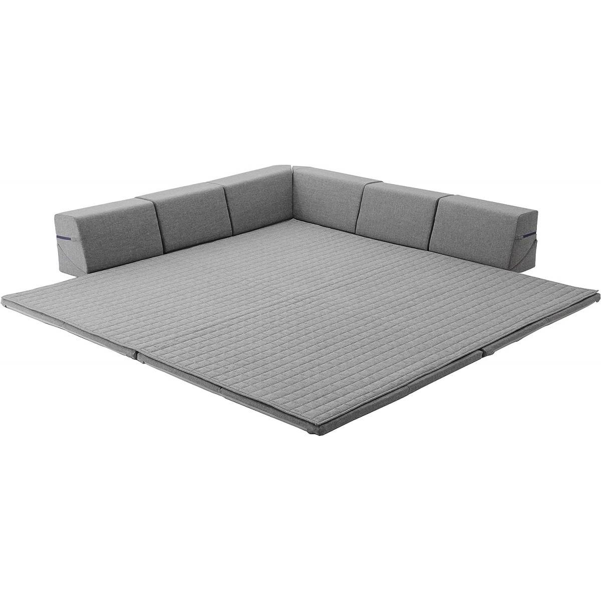 【I】セルタン(CELLUTANE) ラグマット シングルコーナーソファ付き ZONIA Mサイズ アッシュグレー　プレイマット 【受注生産品】