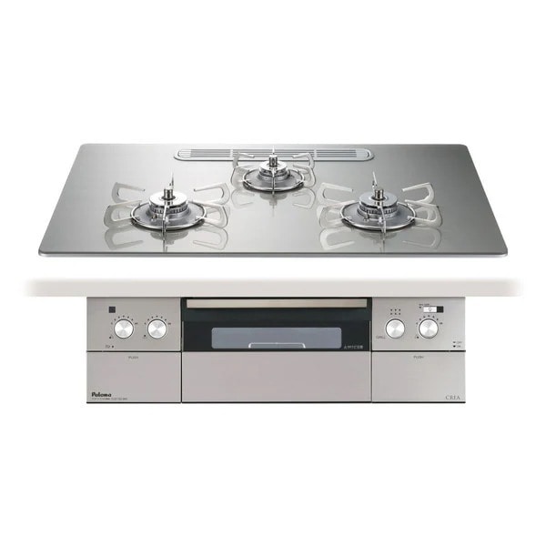 ビルトインガスコンロ プロパンガス用 両側強火タイプ 幅75cm PD-963WT-U75GH-LP シャインシルバー CREA
