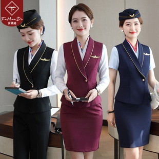 スチュワーデス制服2021新型ベスト職業服ベストスーツ女性修身ホテル美容院作業服