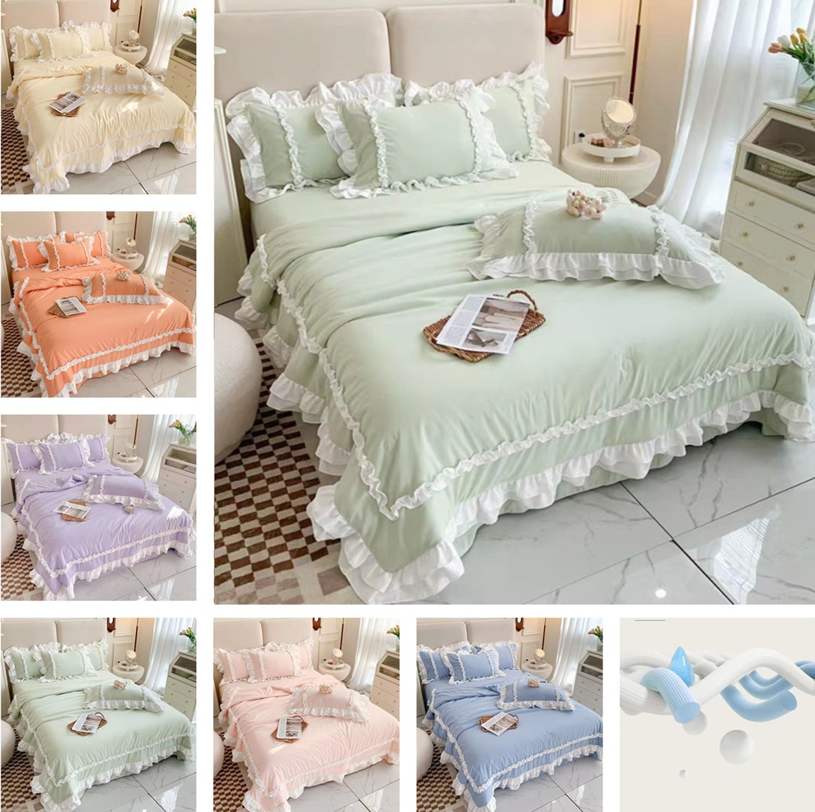 布団カバー 韓国ファッション 寝具セット 布団カバーセット 掛け布団カバー 可愛い ベッド用品 シングル セミダブル ダブル クイーン 柔らか 肌触 敷布団カバー 四季通用