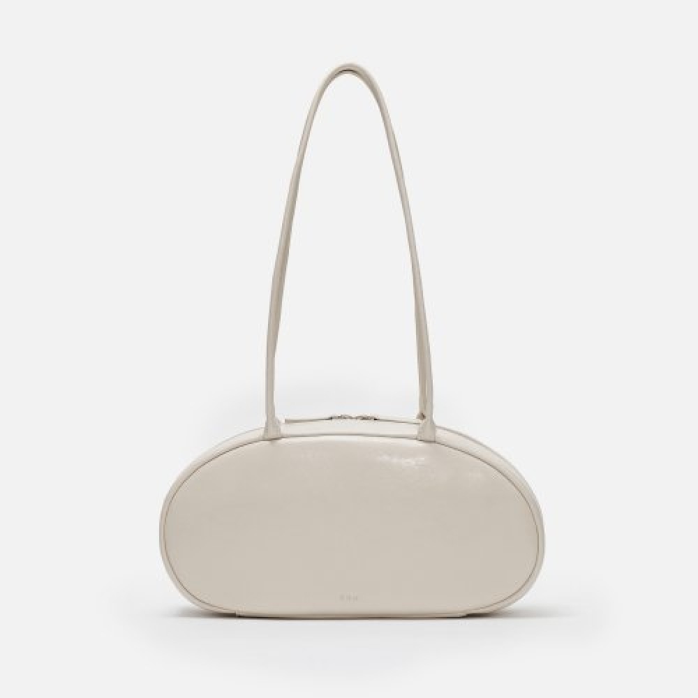 ROH ソウルペブルミディアムショルダーバッグしわのあるアイボリー