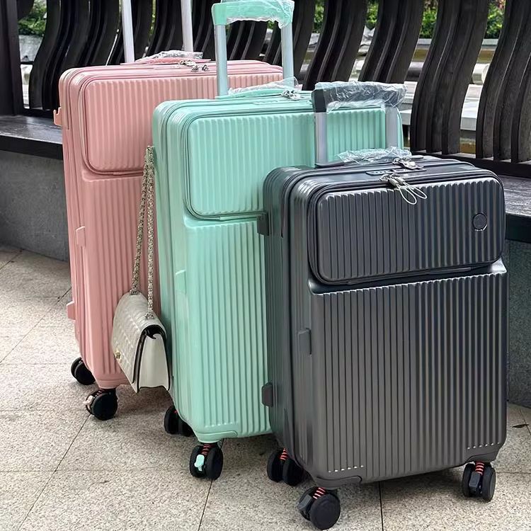 フロントオープン荷物ケース多機能ブレーキホイールウォーターカップホルダートロリースーツケース搭乗小型20インチ 10,684円