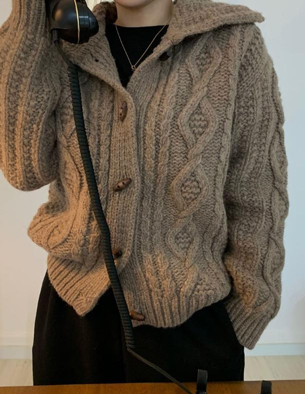 イグルーCD新商品(FWニットカーディガントッポッキケーブル編みハイネック