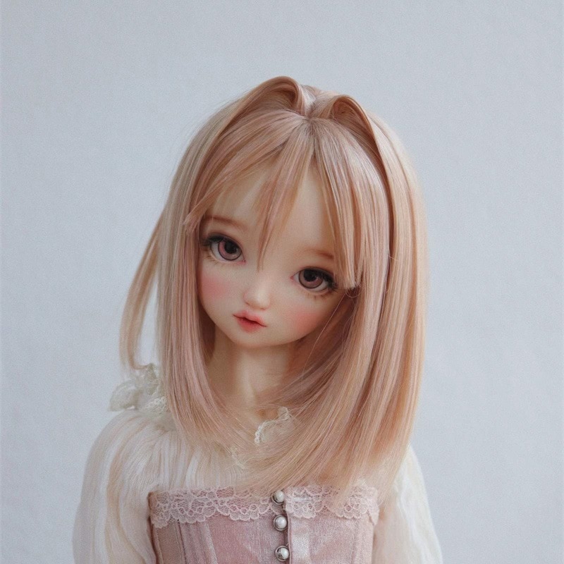 BJDドール用ウィッグ アレンジ 猫耳 ストレート 高温糸 SDサイズ人形用 頭囲22-24cm