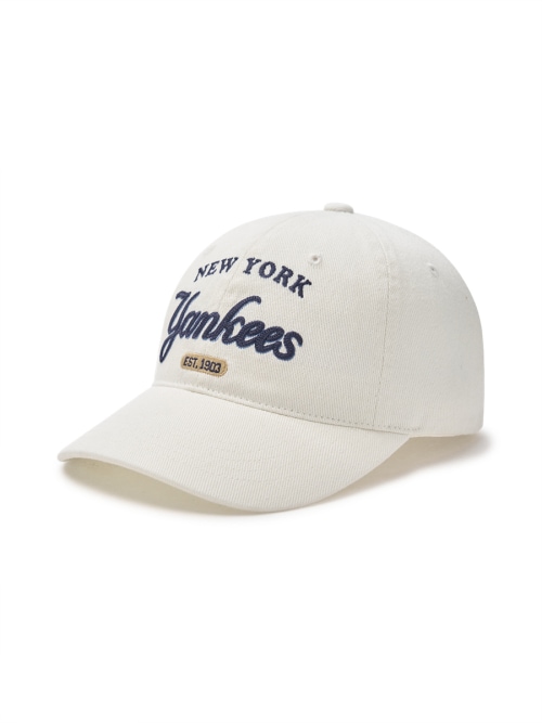 【MLB】 COLOR DENIM UNSTRUCTURED BALL CAP NY CREAM キャップ 正規品