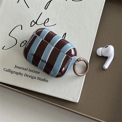 【20点セット】【送料無料】ブルーブラウンストライプイヤホンセットairpods pro 2保護カバーアップル3世代ワイヤレスBluetooth IMDPro 2世代対応