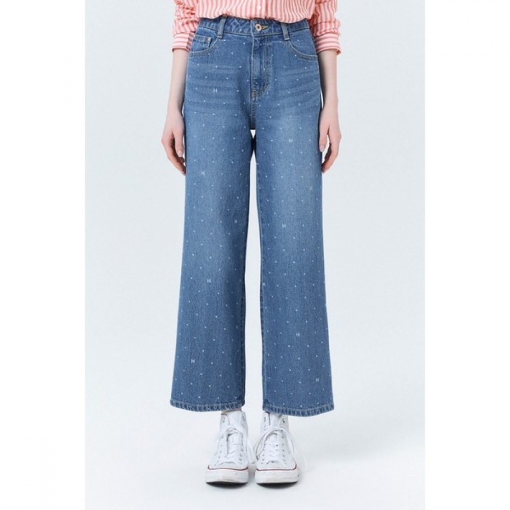 (ヘッジズレディース) 24SS ブルードットプリントセミワイドデニムパンツ HSPA4B282B2