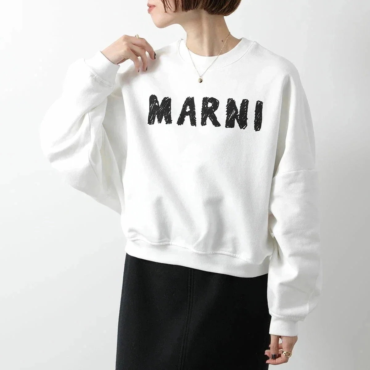 MARNI マルニ スウェットシャツ FLJE0185P5 USCX25 レディース トレーナー コットン ロゴ クルーネック 長袖 LOW02/NATURAL