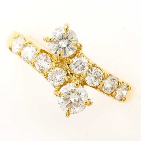 K18 18金 YG リング 指輪 11号 ダイヤ 1.012 鑑別書 ジュエリー 中古