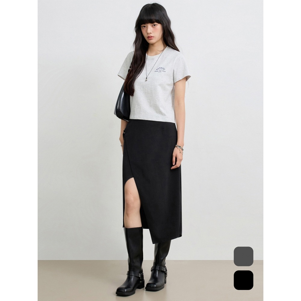 EUGGEN アシンメトリックレイヤードラップスカート 2 COLOR