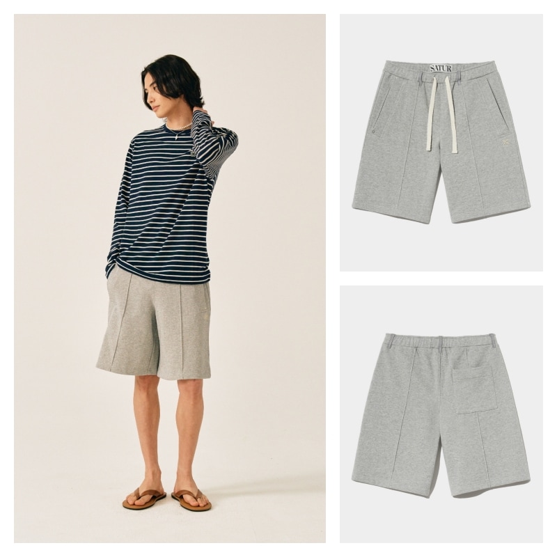 【SATUR】 TEO COTTON BERMUDA PANTS : MELANGE GRAY