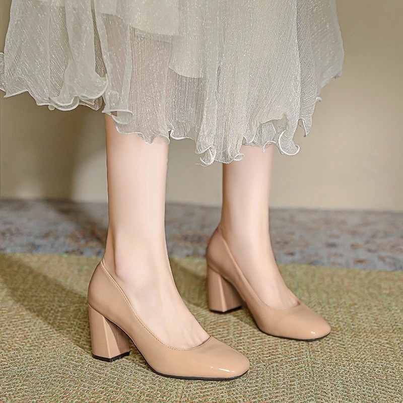 パンプス 3CM-7CM ブラックハイヒール 太ヒールパンプス　ローヒール レディース 靴 通勤 ファー靴 仕事の靴 美脚痛くない 疲れないシューズ母の日