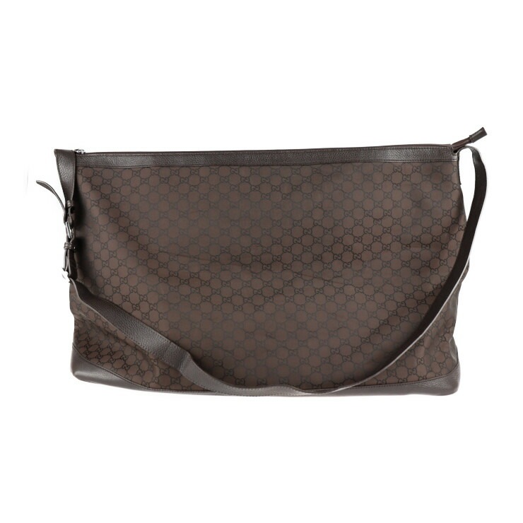 GUCCI グッチ ボストンバッグ 105669 GGナイロン レザー ブラウン ショルダー トラベ