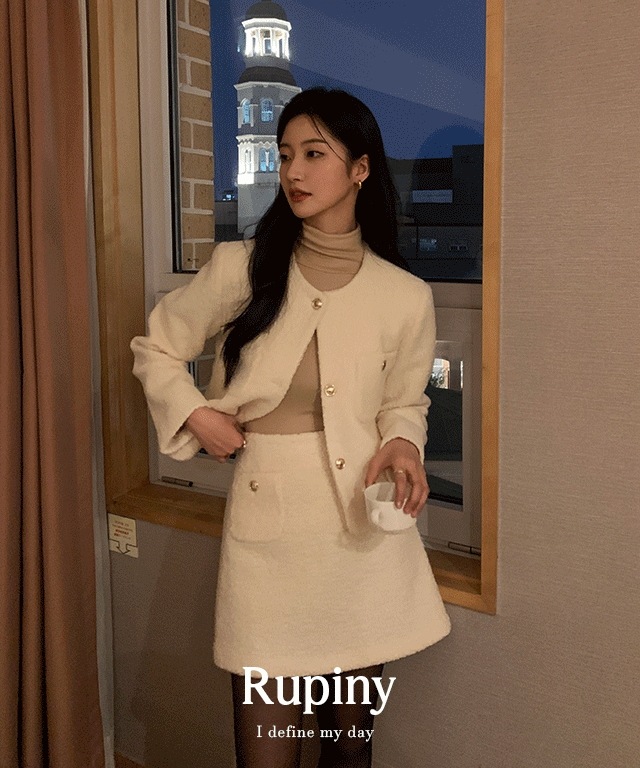 [高クオリティ/4color] テリー冬韓国制作 ソフト厚手FWツイードジャケット年末ルック