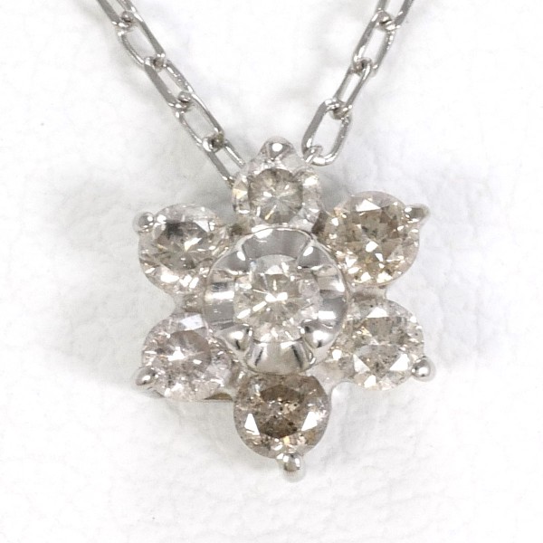 K10 10金 WG ホワイトゴールド ネックレス ダイヤ 0.20 ジュエリー 中古