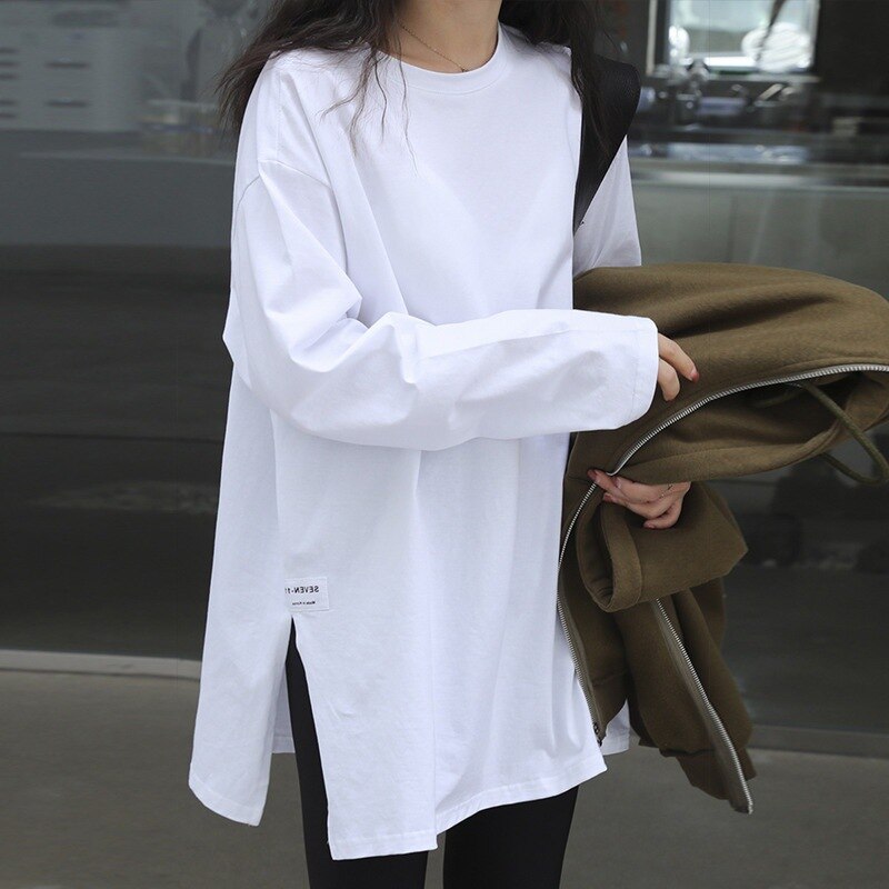 tシャツ レディース体型カバーチュニックUVカットレディース長袖オールマッチスウェットヘビロテ！スウェットカシミヤタッチパーカーTシャツロンTスウェットチュニック韓国ファッションロンT