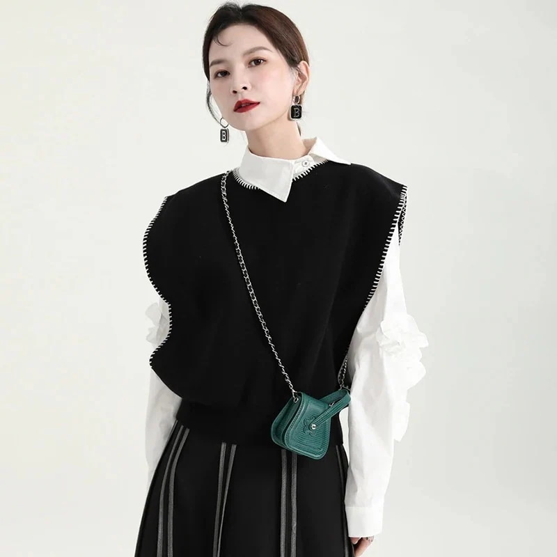 【J.Fashion】 秋 ベスト ドッキング ニットベスト レディース おしゃれ 関連商品は店で購入可能 メガ割