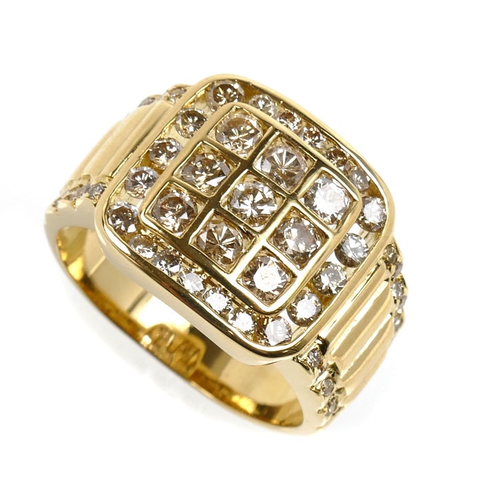 K18YG イエローゴールド リング・指輪 ダイヤモンド2.00ct 20号 11.4g メンズ 中古 美品