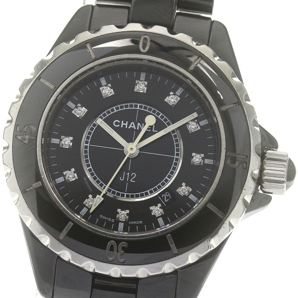 シャネル CHANEL H1625 J12 黒セラミック 33ｍｍ 12Pダイヤ クォーツ レディース _867744【中古】 185,450円