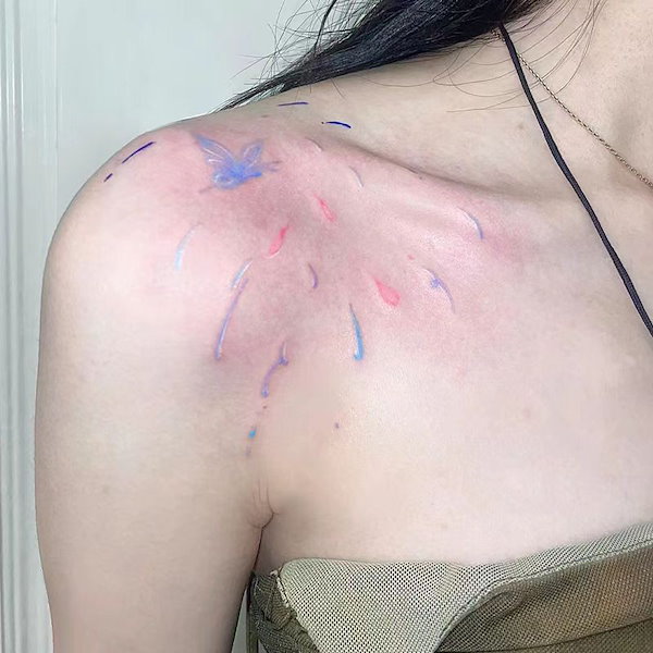 Qoo10] 蝶の草本タトゥー防水女性用永続果汁半永久, 画像サイズ:600x600