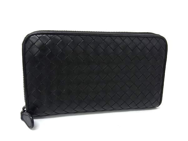 長財布 イントレチャート 114076 レザー - ラウンドファスナー シルバー金具 ブラック系 ウォレット ラウンドファスナー 人気 ブランド プレゼント メンズ レディース【本物保証】