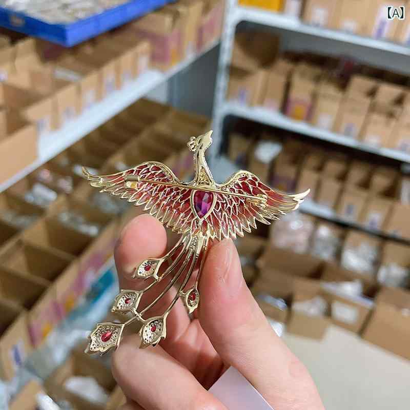 ブローチ レディース 大人 かわいい 襟ピン 胸飾り 中華風 鳳凰 ピン 衣服 固定 露出 防ぐ 装飾 ハイエンド コサージュ アクセサリー