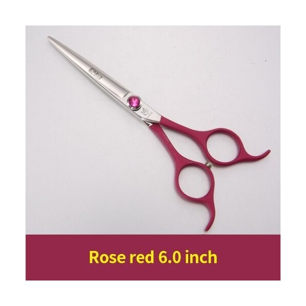 フェニスプロフェッショナルカラフルな6.5インチペット犬小動物グルーミングヘアカットストレートハサミ Rose Red 6.0 inch