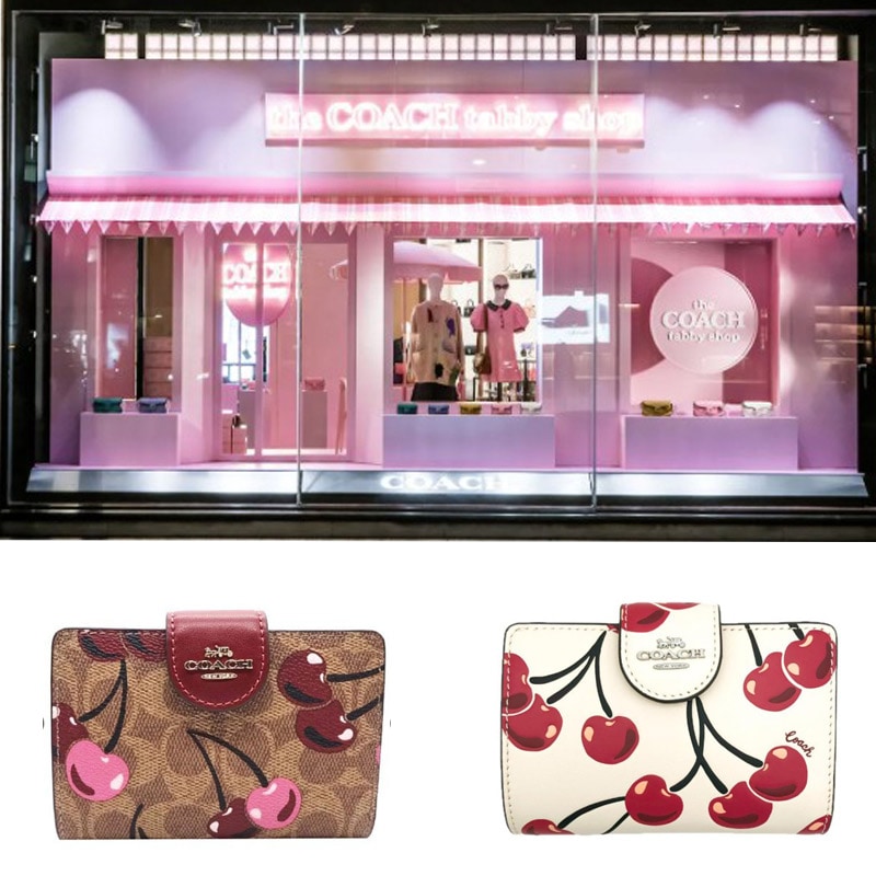 MEDIUM CORNER ZIP WALLET WITH CHERRY PRINT CZ342 CZ762