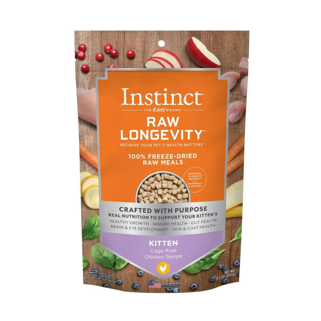 Instinct フリーズドライ 猫用 乳酸菌入りローフード チキン Raw Longevity ローロンジェビティ 269g (269g 子猫用 -チキン)