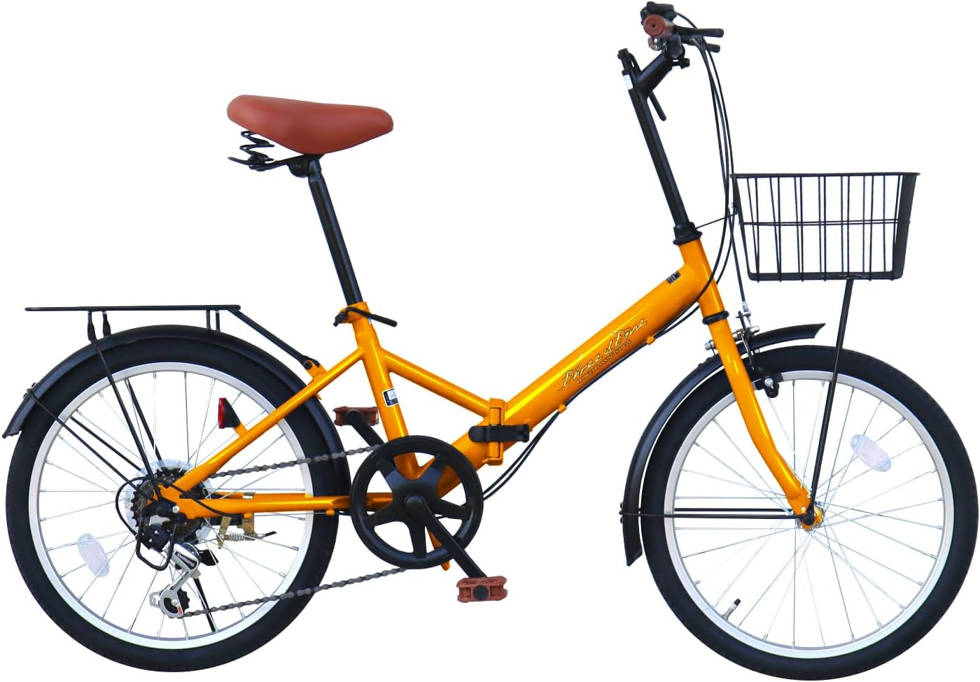 折りたたみ自転車 自転車 20インチ AJ-08C 荷台付き シマノ6段ギア カゴ ライト ワイヤーロック錠 プレゼント 通勤 通学 街乗り