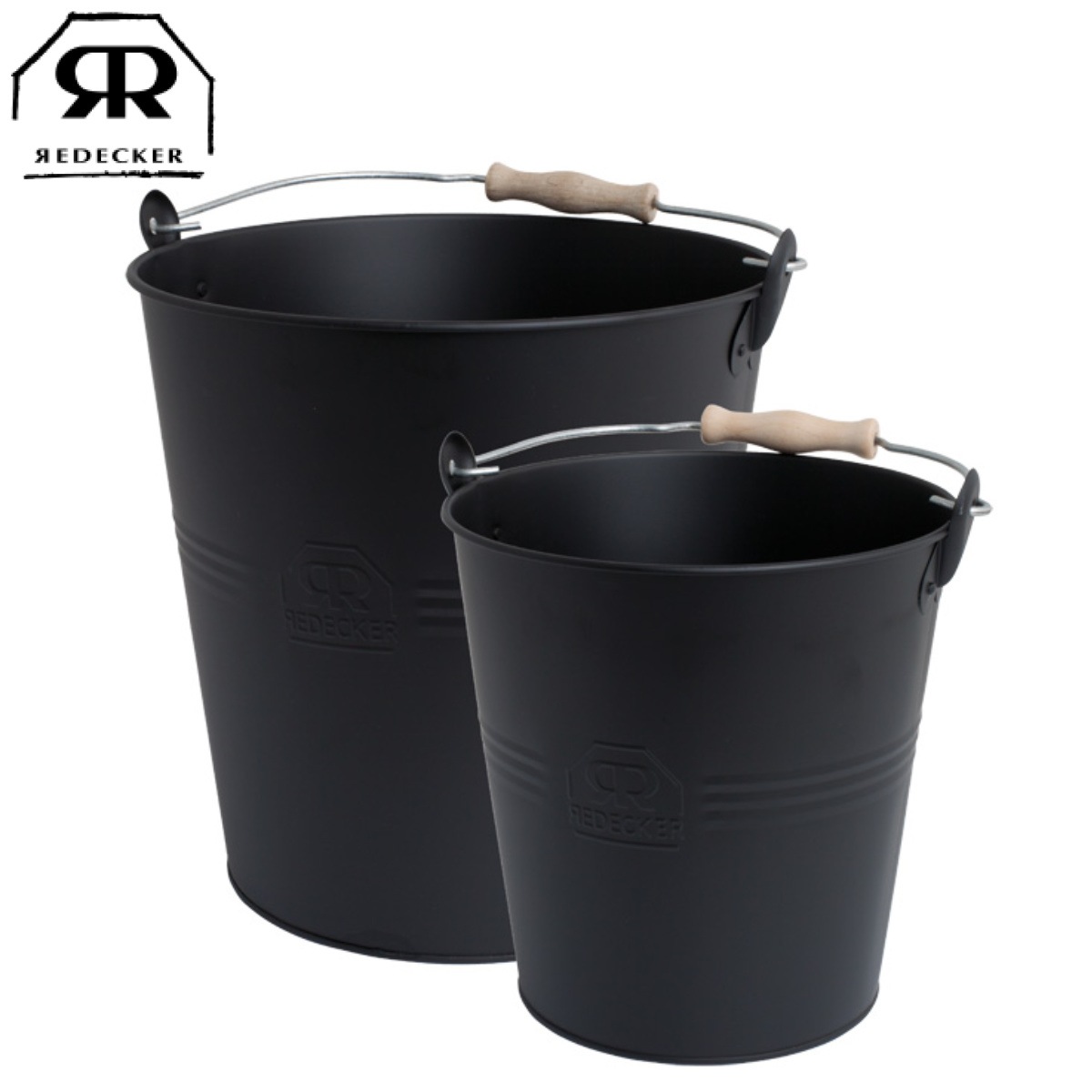 Redecker レデッカー バケツ 5L 10L 2個セット ばけつ 5リットル 10リットル ブリキ ブラック 木製 植木鉢カバー 収納 おしゃれ 鉢カバー 園芸用品 ガーデニング