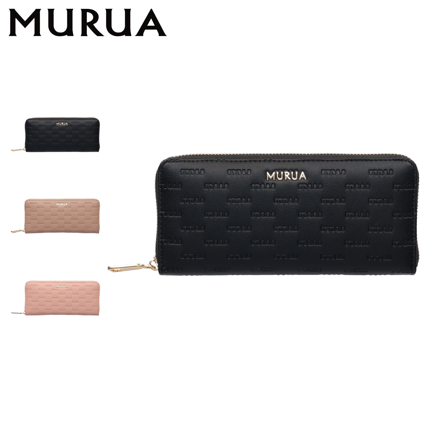 長財布 レディース ラウンドファスナー ブラック ベージュ ピンク 黒 MR-W1311