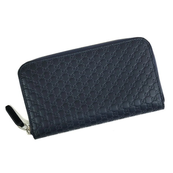GUCCI 544473-BMJ1N-4009 MICRO GUCCISSIMA グッチ マイクログッチシマ ラウンドファスナー長財布 グッチシマレザー ネイビー×シルバー