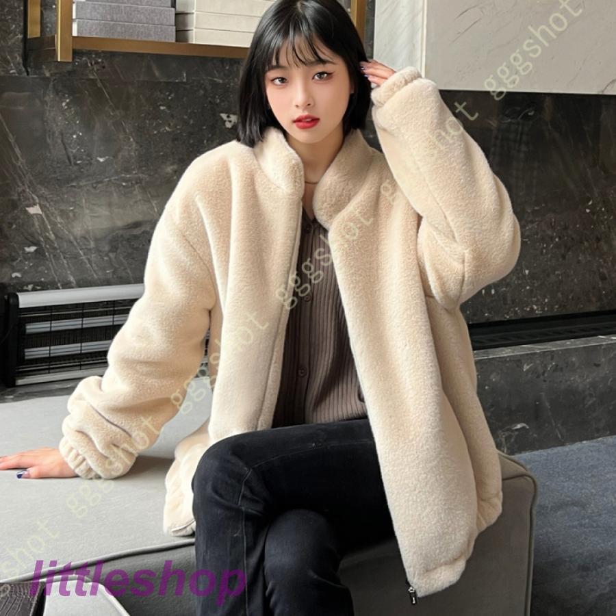 ボアコート レディース もこもこ 可愛い ボア ゆったり ふわふわ ファー ボアジャケット ジップアップ 厚手 デート 通勤 通学 暖かい