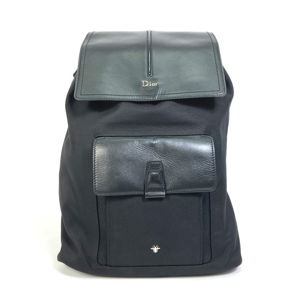 DIOR HOMME ディオールオム リュックサック 1MOBA062 BEE MOTION バックパック キャンバス/レザー ブラック