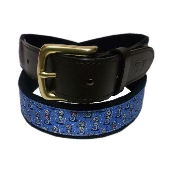 ヴィニヤードヴァインズ 本革製 レザー 布ベルト アメリカ製 ブルー vineyard vines VV4-014