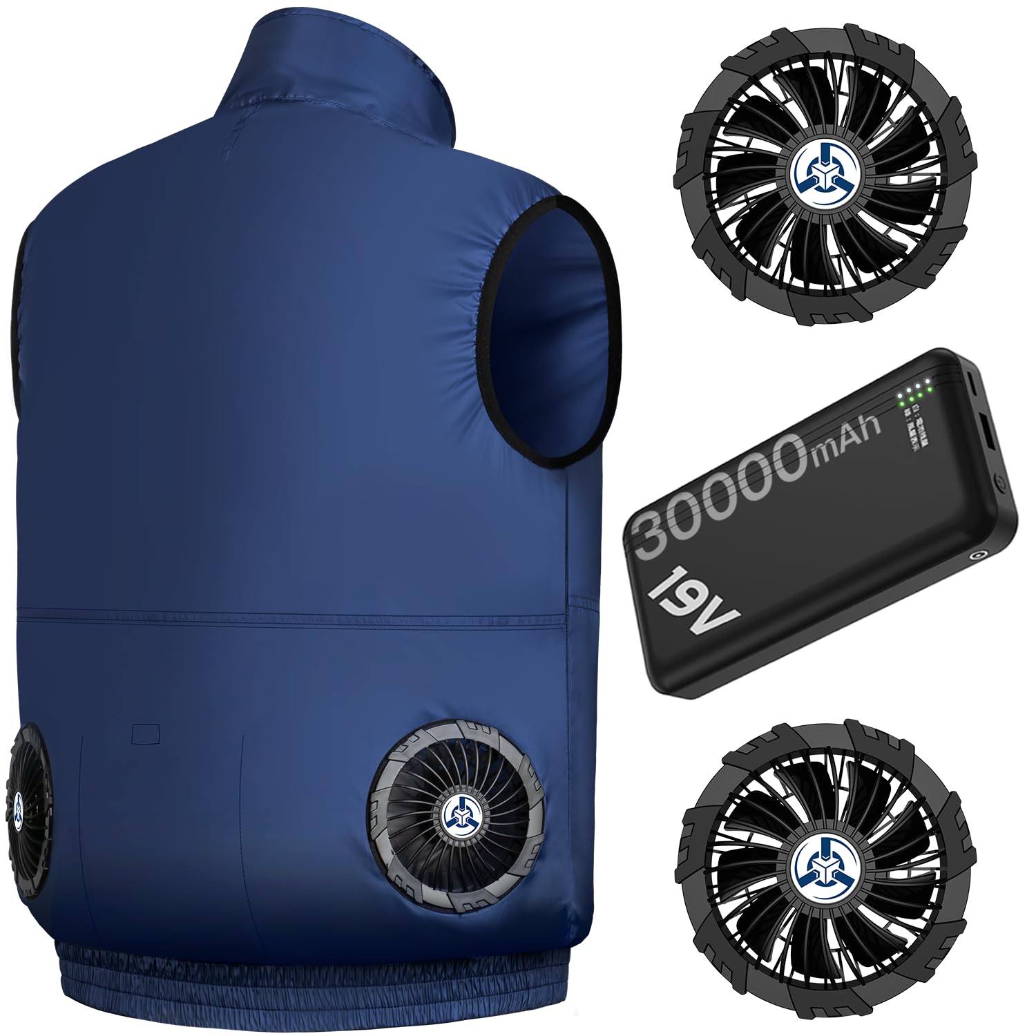 [Sumeriy] ファン付き作業服 ウェア ベスト 30000mAhバッテリー付き 超高出力 空調作業服 4段階風速調節 超長連続使用時間 大風量 USB給電式 UVカット 暑さ対策 熱中症予防 屋