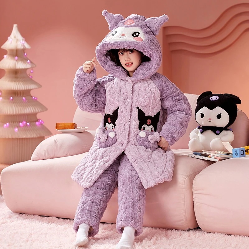 通学 子供用パジャマ3段綿入り冬用厚手フランネルクロミガベット女の子冬部屋着 保育園 小学部