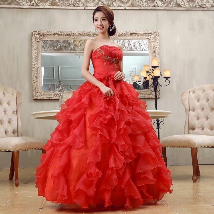 ウェディングドレス カラードレス 赤 演奏会 安い パーティードレス 披露宴 二次会 ロングドレス