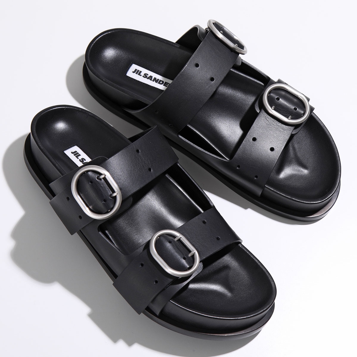 JIL SANDER ジルサンダー サンダル J33WP0047 P0503 メンズ フラット レザー ツーストラップ バックル シューズ 靴 001/BLACK