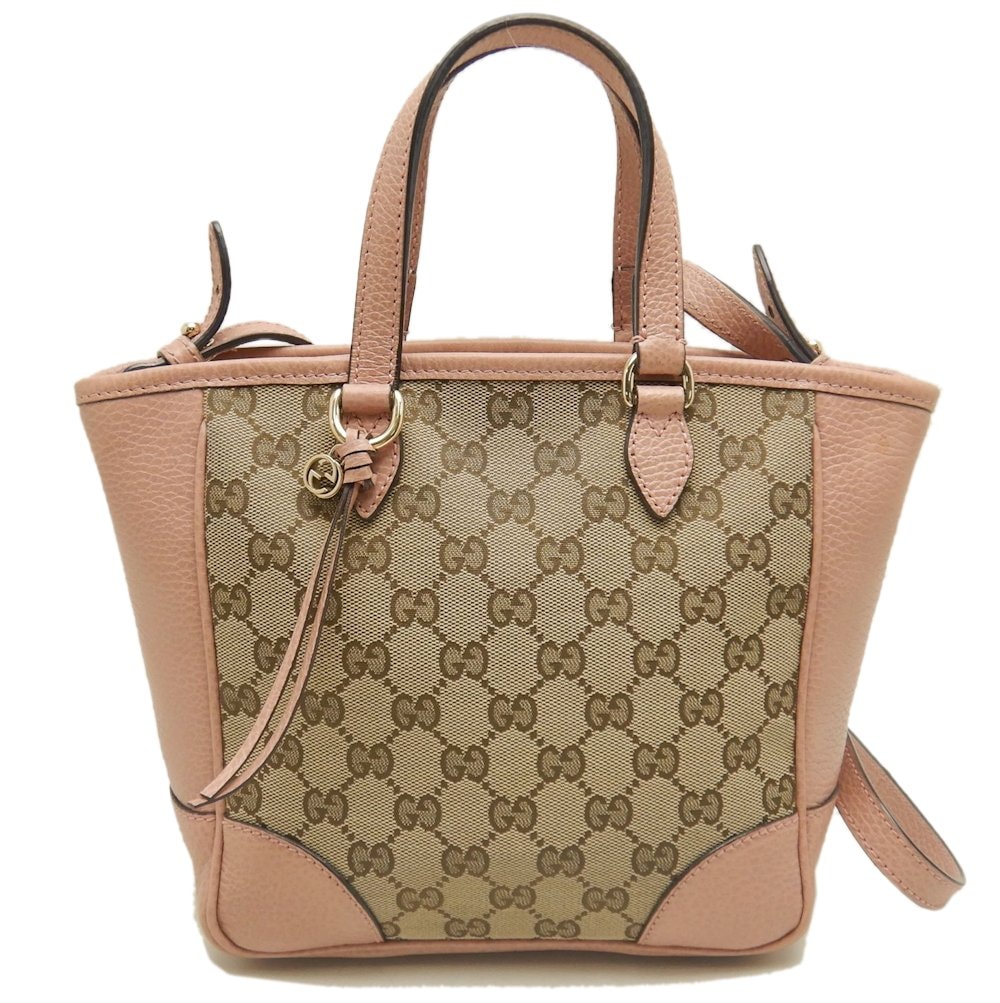 トップハンドル 449241 ハンドバッグ 2WAY GGキャンバス ベージュ ピンク アウトレット/252848【中古】