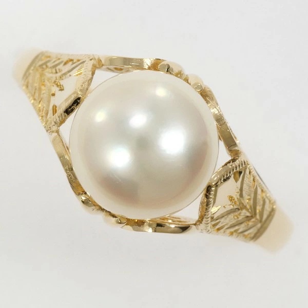 K18 18金 YG リング 指輪 13号 パール(真珠) 約8mm ジュエリー 中古