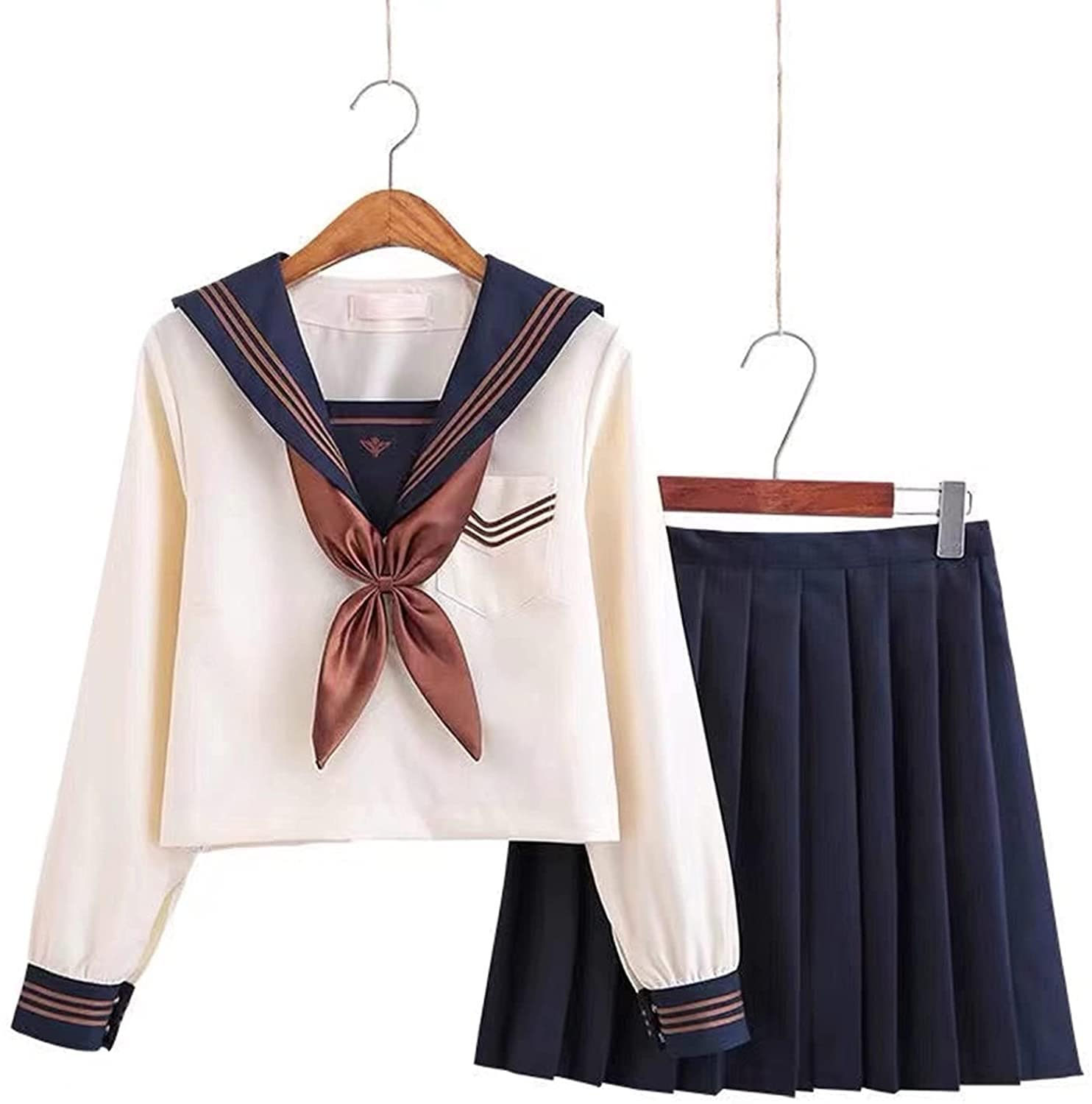 黄超大きいサイズ10XLまで かわいい 3点セット女装対応メンズセーラー服JK制服長袖ネスカート