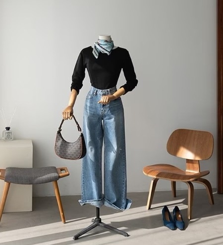 カジュアルデニム ダメージ加工ジーンズ ワイドレッグパンツ レディース パンツ ボトムス デニム ロングパンツ ワイドパンツ ロング 9分丈 アンクル丈 ワイド ストレート Iライン 裾ワイド