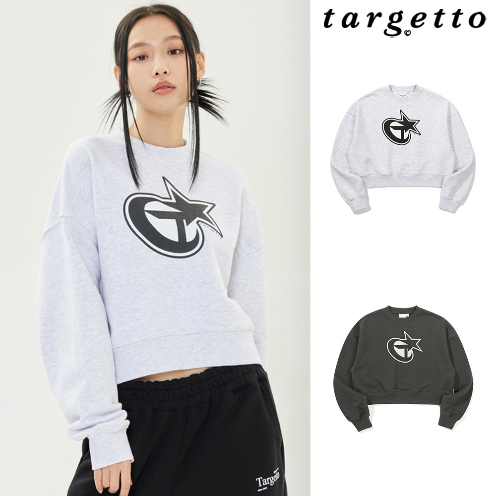 [TARGETTO] SPORTY LOGO CROP SWEAT SHIRT